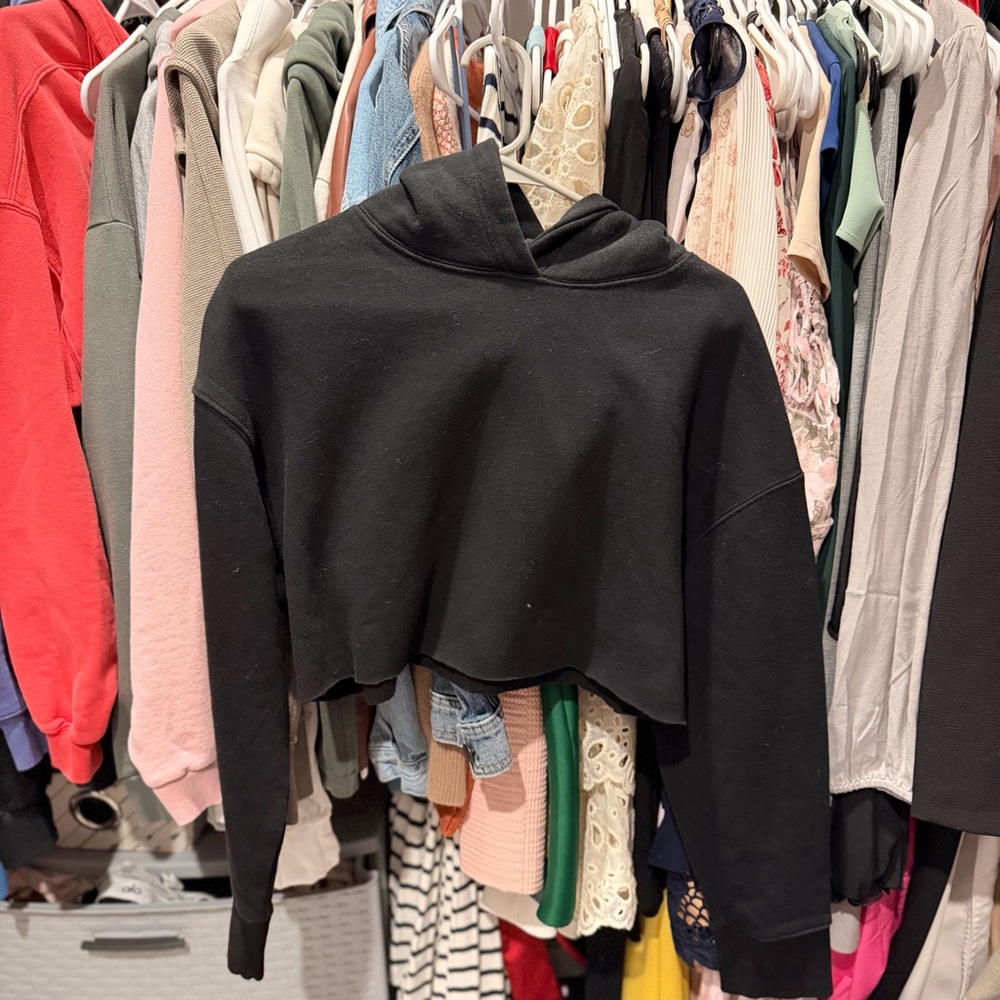 Zara Black Cropped Hoodie for Women